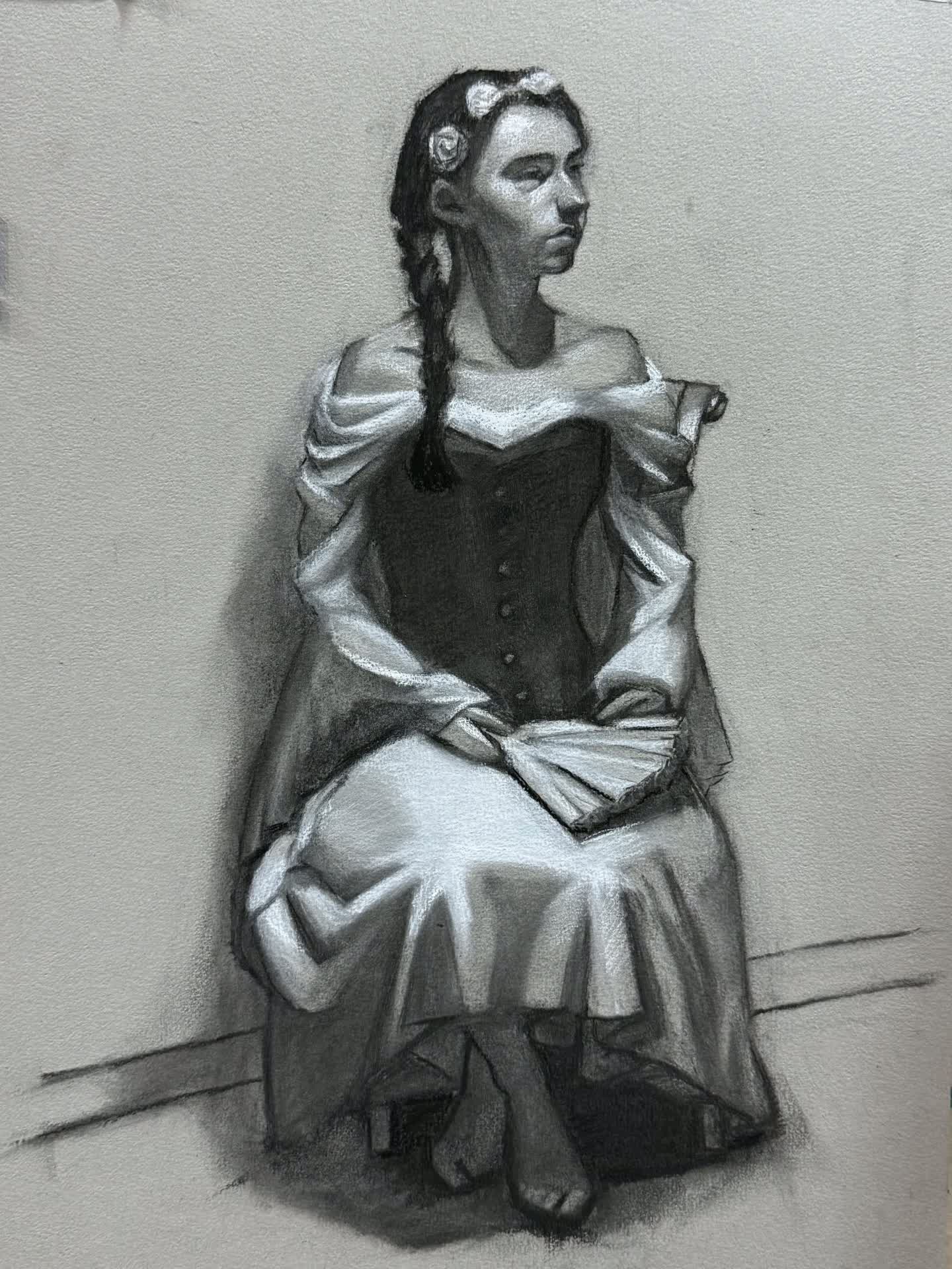 Princess Rose — Charcoal on toned paper
