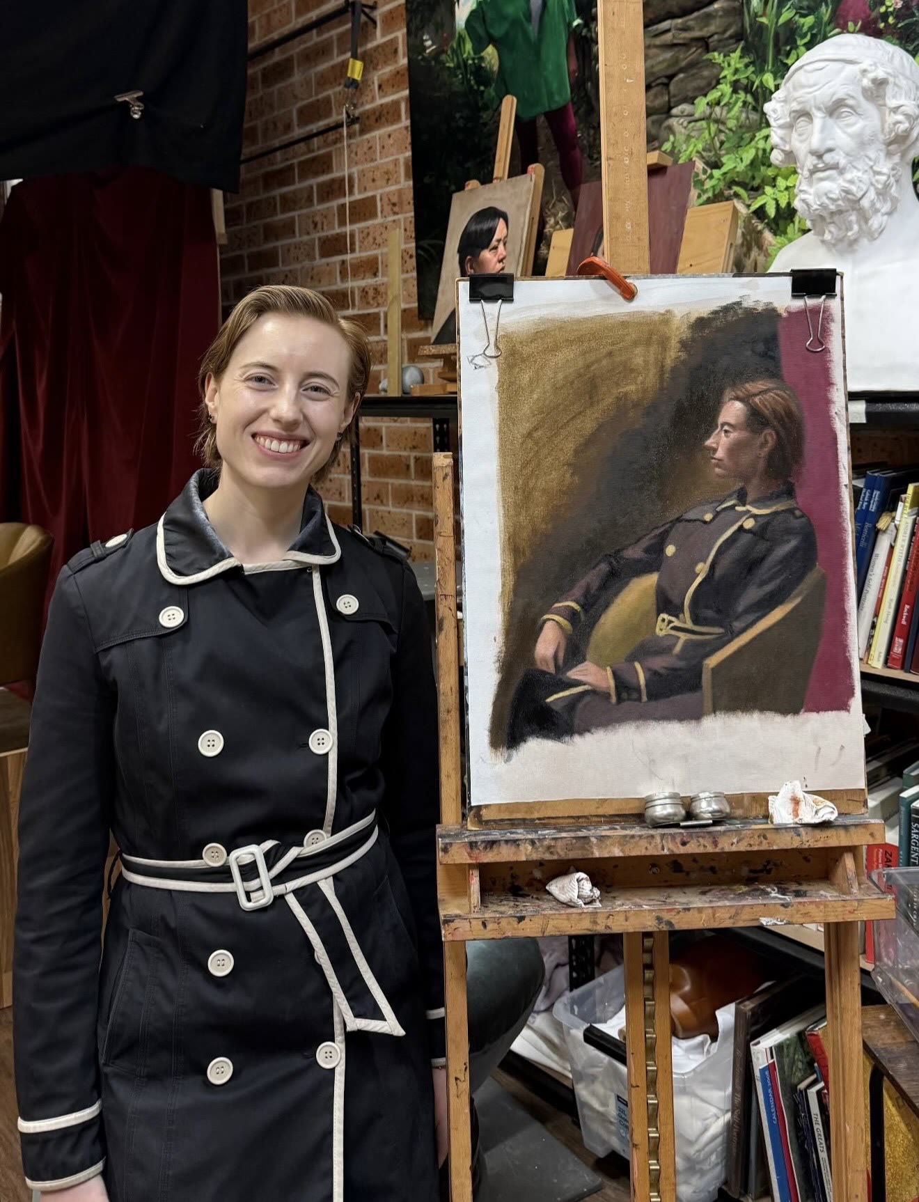 Profile in Uniform — live wedding painting for Live model portrait